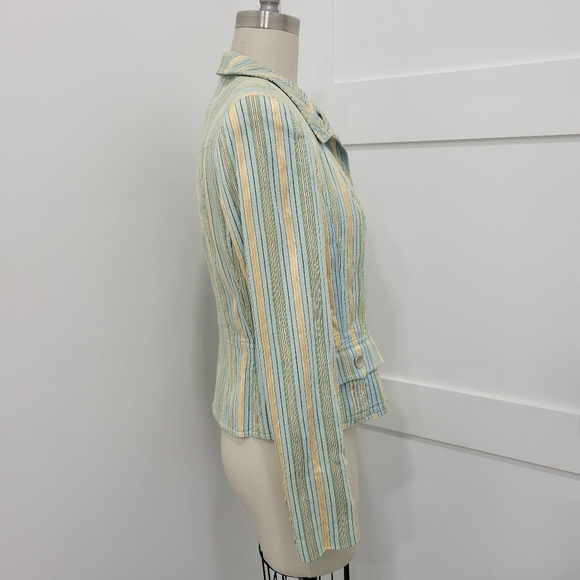 VINTAGE Carlisle Striped Silk Lined Jacket Blazer Career Size 6 - Picture 5 of 15